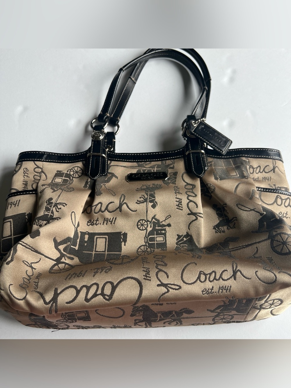 COACH Vintage Horse & Carriage Brown Shoulder Bag Authentic